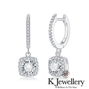 Moissanite Square Shape Ear Hooks Moissanite Square Shape Earrings